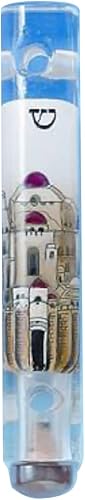 GIFTS PLAZA D Mezuzah de Jerusalén pintado a mano de cristal Judaica para pergamino Kosher para puerta