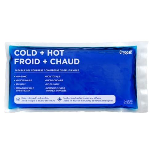 Cryopak Hot or Cold Packs - Flexible Gel Ice Packs for Injuries Reusable Microwavable and Non-Toxic (5.5 x 11)