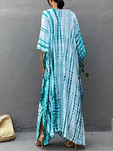 Image of Kaftan Dresses for Women Plus Size Summer Beach Dress with Print and Swim Cover Ups