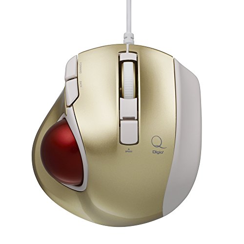 Digio2 トラックボールマウス 小型 有線 5ボタン ゴールド Z8367