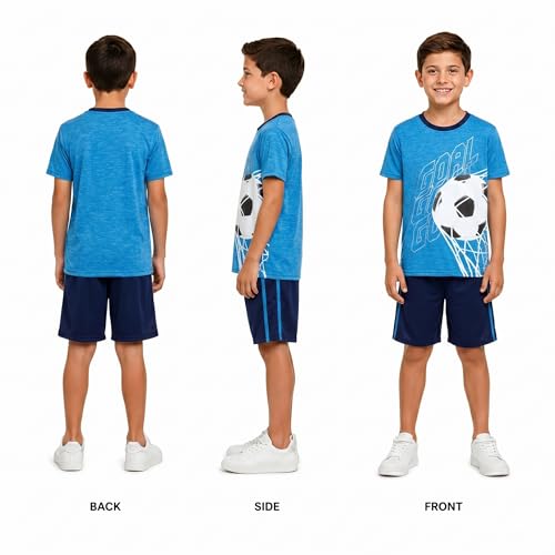 Image of Pro Athlete Active Boys Short Sets - 2 Piece Performance Crewneck Short Sleeve T-Shirt and Shorts Boys Athletic Sets (8-16)