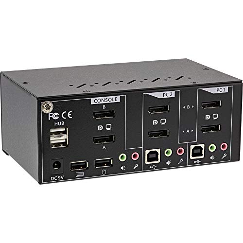 InLine 63642I KVM Desktop Switch, 2-voudig, Dual Monitor DisplayPort 1.2, 4K, USB 2.0, Audio - Image 3