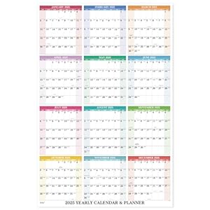 2025 Wall Calendar – Yearly Wall Calendar 2025, January 2025 – December 2025, 34.3″ x 22.8″ (Open), Vertical, Double-Sided Round Stickers, Blocks and Holidays – Beautiful Layout