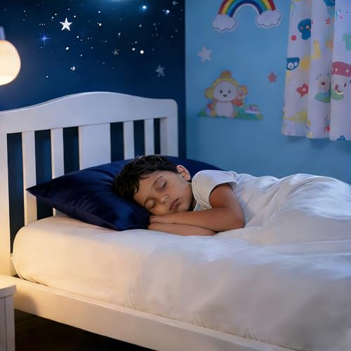 Image of NTBAY 2 Pack Pillows with Egyptian Cotton Pillowcases, Soft Cotton Down Alternative 13x18 Envelope Pillows for Sleeping in Crib Bed - Machine Washable - Breathable Travel Pillow, Navy Blue