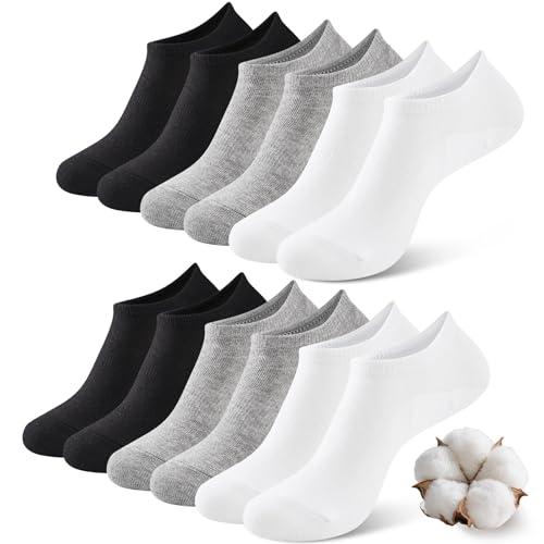 SukModen No Show Socks Women Men Non Slip Invisible Liners for Flats Breathable Cotton Low Cut Ankle Socks 6 Pairs Gift Box, Size 5-8 WBG