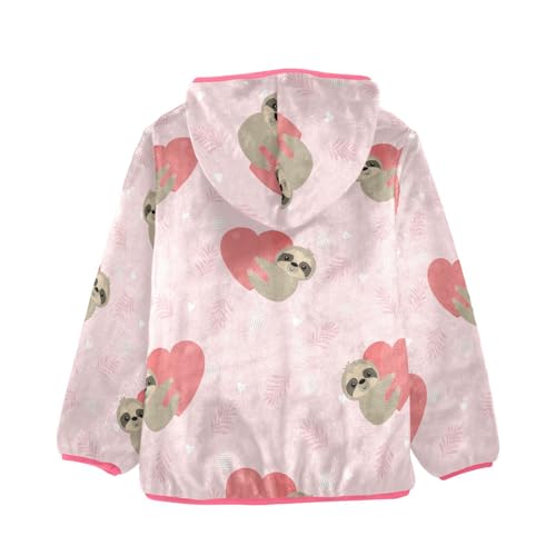 OTVEE Cute Sloth Valentine Animal Kids Hoodie Jacket Fall Spring Full Zip Warm Outwear Coat2