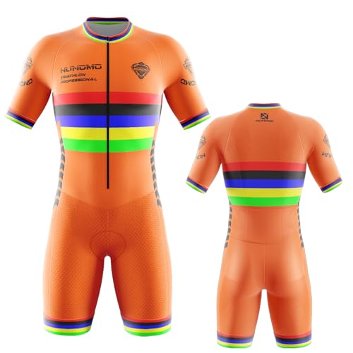 NUNOMO Triathlon Anzug Herren - Einteiliges Radtrikot - Trisuit Einteiler – Triathlonanzug - Triathlon Einteiler Kurz - 3Taschen für Wettkampf Run, Cycle, Swim,Fahrradanzug (TYPE-6,M)