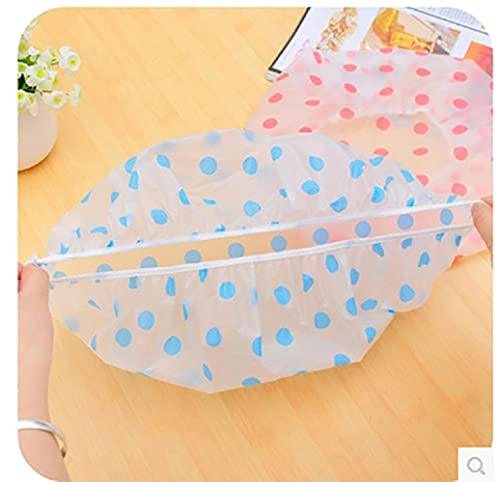 Shuiniba Waterproof Eva Plastic Shower Cap, Large Dot Plastic Elastic Reusable Shower Caps For Beauty Salon, Family, Hotel, Travel 6 Pack - Blue, Pink, Yellow #TOP4