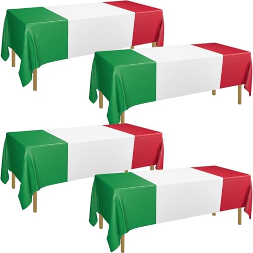 Lot de 4 nappes italiennes rouges blanches vertes avec drapeau italien pour fêtes de famille et décorations de Noël en Italie