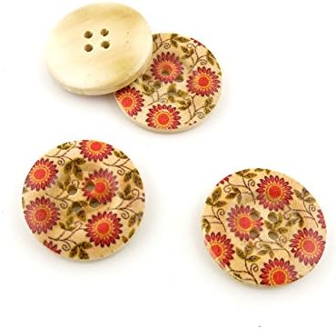 220 Pieces Sewing Clothing Buttons Sew On Wooden Wood Knopfe BB1501 Flowers Depression Boutons Fasteners Notions Multi Pattern Cartoon Supplies Arts Crafts Accessories