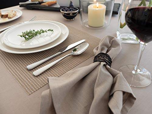Kaf Home Buffet Tablecloth In Flax, 70" By 108", 100% Cotton, Machine Washable #TOP1