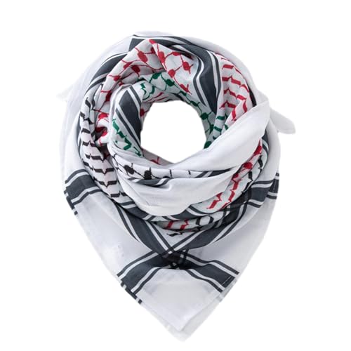 Frfik Sciarpa Shemagh | Sciarpe arabe del deserto | Kufiya, , Ghutrah, Hattah | Sciarpa palestinese da uomo | Sciarpa palestinese | Morbida e delicata sulla pelle, multicolore, 136 x 133 cm,