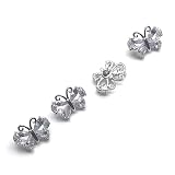 4pcs/lot Butterfly Rhinestone Crystal Fur Buttons Decorative Sewing Buttons for Coat Cashmere