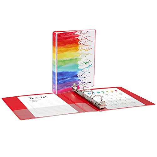 Avery + Amy Tangerine Designer Collection Mini Binder, 5.5" X 8.5", 1 Inch Round Rings, Watercolor Rainbow, 1 Mini 3 Ring Binder (18713) #TOP2