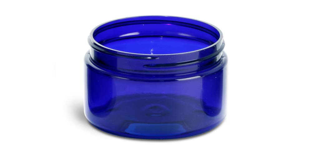 2 oz Blue PET Heavy Wall Jars (Bulk), Caps Not Included