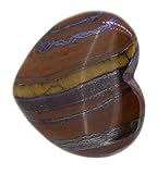 Edelstein: Tigereisen Tigereisen Handschmeichler Herz flach ca. 38 x 38 mm, Edelsteinherz aus Tigereisen