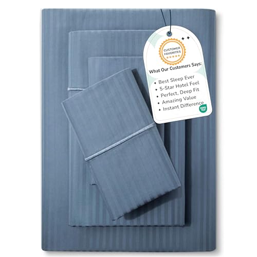 Feather & Stitch 500 TC Queen Size Damask Bed Sheet Set, 100% Cotton Soft Breathable Bedsheets, 4 Piece 18