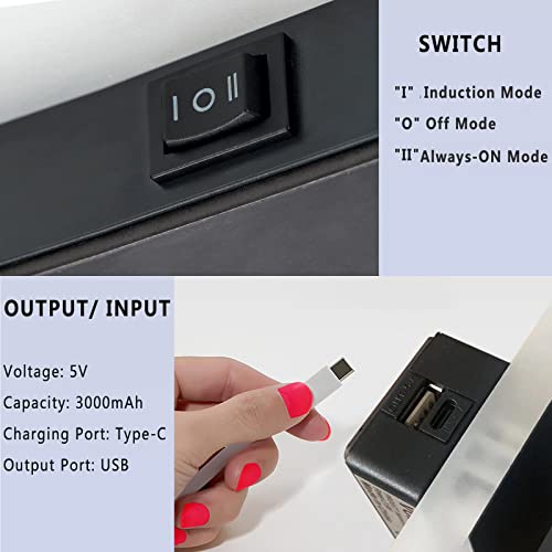 Ankboy Motion Sensor Wall Lights Battery Operated Led Wall Sconces Set Of 2 Rechargeable Wireless Magnetic Black Wall Lamp Indoor With Switch Usb Night Light For Bedroom, White Light 6000K #TOP5