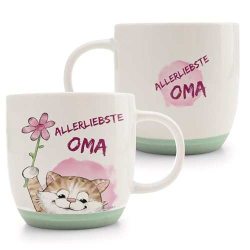 Tasse Katze ALLERLIEBSTE OMA 400ml 9 5x9 5cm - rosa - Hochwertige Porzellan-Tasse liebevoll gestaltet niedliches Accessoire für Küche Büro & Zuhause süßes Geschenk für Lieblingsmenschen | 63002