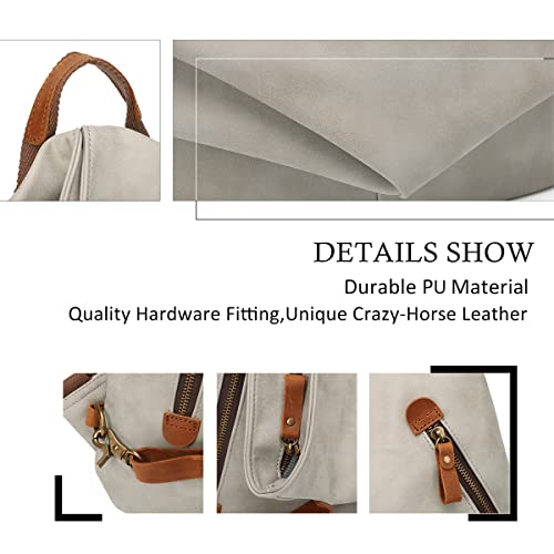 Image of KL928 PU Leather Vintage Backpack - Large Casual Daypack Outdoor Travel Rucksack Hiking Backpacks for Men Women