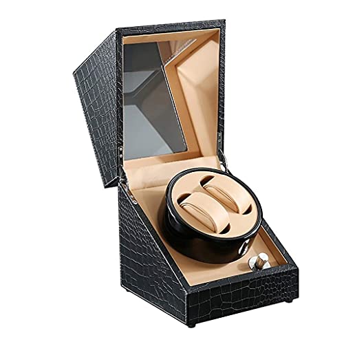 JIYTG Caja de almacenamiento automática para relojes de pulsera, 2 relojes de pulsera, 5 modos, motor silencioso, adecuado para caja de reloj automática doble