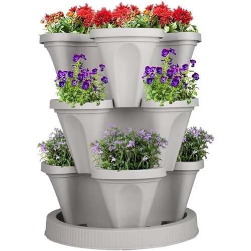 Pot de fleurs vertical empilable 6 niveaux plastique pour culture de poivrons - 2