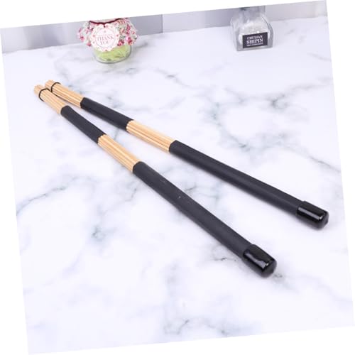 1 par de baquetas de madera con mango de goma para jazz y percusión, ligeras y accesorio para bateristas, color negro miniatura 5