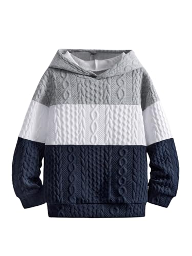 SOLY HUX Boy's Color Block Hooded Sweatshirt Long Sleeve Drop Shoulder Pullover Tops