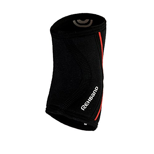 Rehband Spartan Edition Elbow Support - 5Mm - Xsmall - Black/Red - Neoprene Elbow Sleeve For Weightlifting And Crossfit – Tennis Elbow And Golfers Elbow Brace - Support For Tendonitis - 1 Sleeve #TOP2