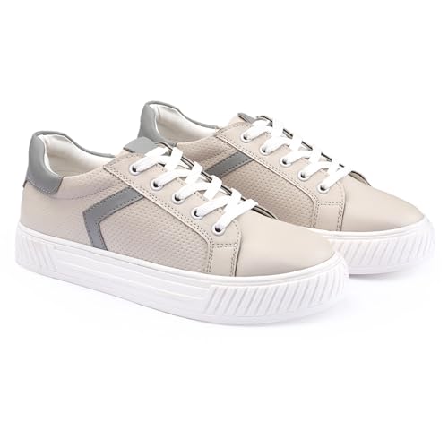Global Rich Womens Synthetic Leather Material Grey Casual Sneakers Laceup and Flat Shoes. - 40 UK (B0D7ZYFP5K) Amazon Price History, Amazon Price Tracker