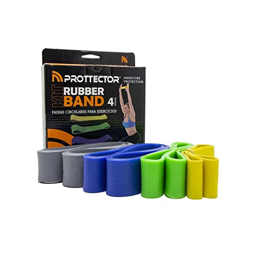 Kit Mini Elásticos Fitness com 4 tensões, Multicor, Prottector