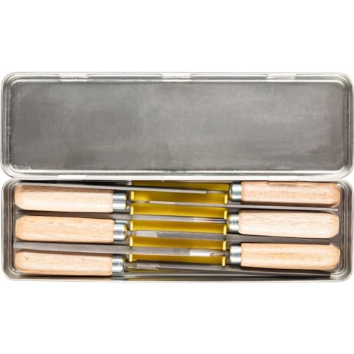 PFERD 4' Key File Set 265 K, 6-Piece – with Wooden Handles & Metal...