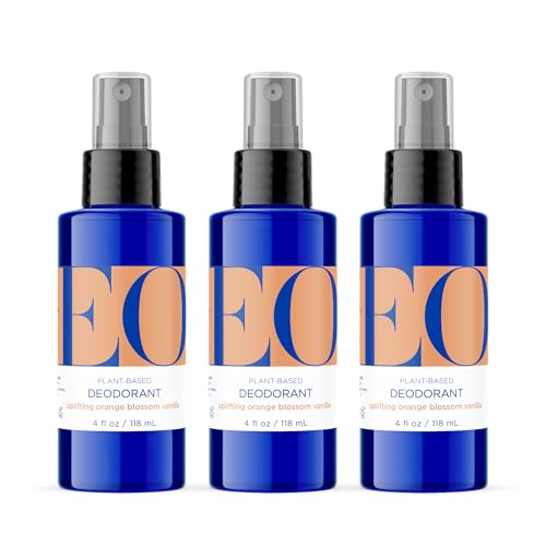 EO Deodorant Spray 4 Ounce (Pack of 3) Orange Blossom Vanilla made with Essential Oils for Men and Women