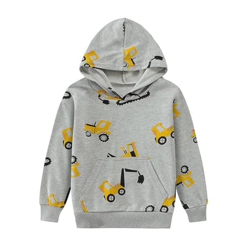 Baby Boys Hoodies for Kids Sweatshirt Excavator Pullover with Pocket Toddler Hooded Shirts Truck Warm Sweater Size 2-7T, 1# Excavator, 2 Years