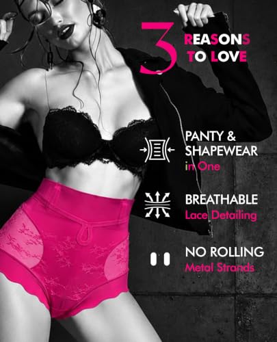 Image of PINQ POLKA Tummy Tucker High Waist Shaper Brief Panty Women, Underneath Belly Fat Control Shapewear All Weather, Breathable Lace