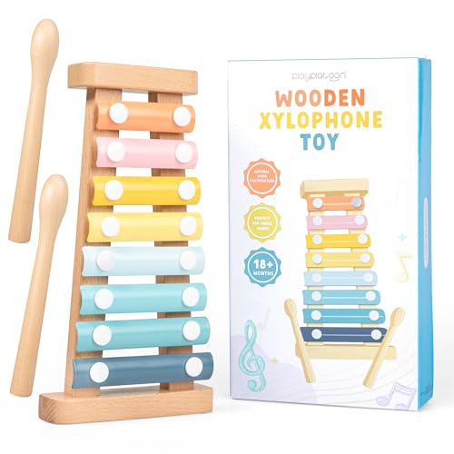 Play Platoon Kids Xylophone for Toddlers 1-3 - Montessori Musical Instrument Toys for 1 Year Old, Music Instruments for Kids, Boho Baby Aesthetic Neutral, Montessori Playroom Decor