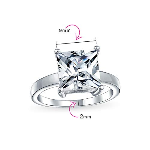 Bague de fiançailles en argent 925 avec oxyde de zirconium princesse 3 carats éclat éternel - 5