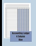  Accounting Ledger: 4 Column in Blue, Accounting Book for Small Businesses & Personal Use. Income & Expense Tracker