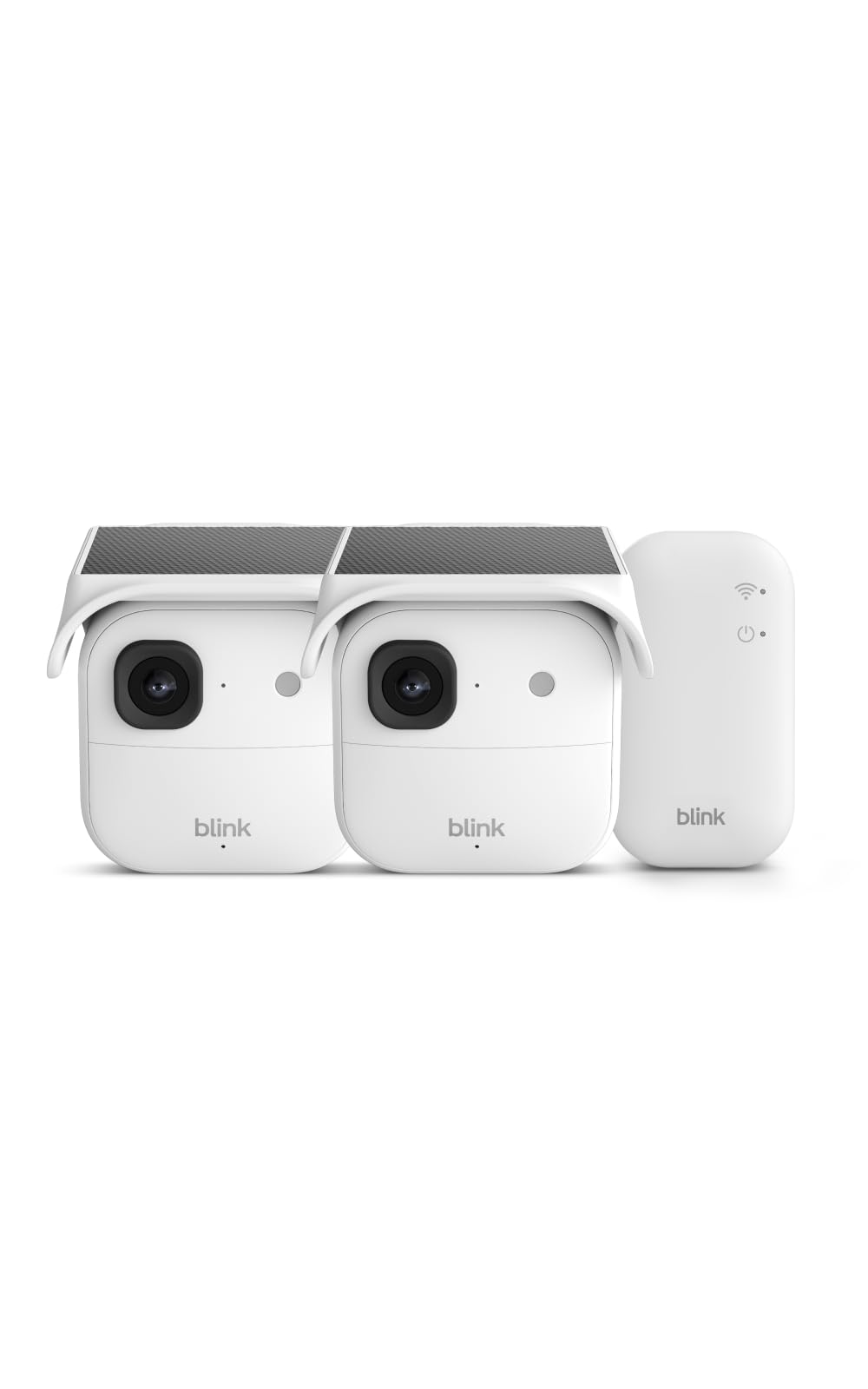 Blink Solaris 2K+ (newest model) — Solar-powered battery smart security camera, wireless fixed solar panel, 2K video, Sync Module Included — 2 camera system (White)