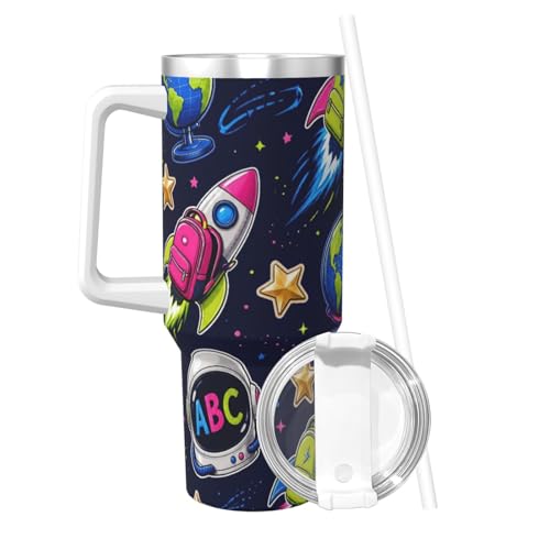 Botella de agua reutilizable Space School Rocket: vaso aislado de 40 oz 3