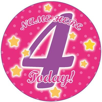 Birthday Card for Granddaughter Age 4  Disney Princess  Optional Personalised Extra Large 77MM Badge - Full Colour Inside!