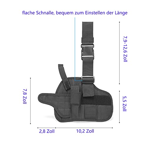 REDAPRIC Waffen Holster, Oberschenkel Pistolenholster für Männer Frauen, Airsoft Pistolenholster für Rechts- & Linkshänder mit Magazintasche (rechte Hand)