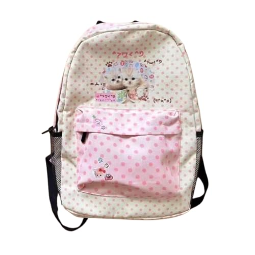 Cute Y2K Millennium Retro Backpack – Trendy Vintage Bookbag Aesthetic Kawaii Shoulder Bag 90s Pink Coquette Bag (Kitten) - Main Image