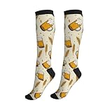 Mshutbna Beer Wheat Compression Socks Knee High Circulation Support Socks For Women Men Athletic Running Work Hiking Cycling Travel