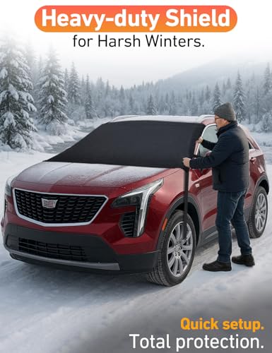 Image of EcoNour Car Snow Cover Compatible for Cadillac XT4 | Windshield Cover for Ice and Snow with S-Hook Straps | Heavy-Duty 600D Oxford Winter Car Cover, Waterproof & Anti-Slip