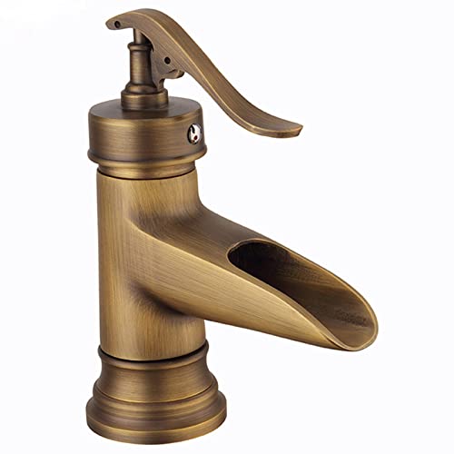 Robinetterie de vanité cascade QTANZIQI mitigeur monotrou laiton noir