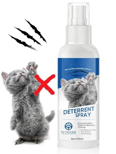Spray repelente para gatos, eficaz spray disuasorio para gatos con amargo, evita que los gatos arañen plantas y muebles, apto para interiores y exteriores