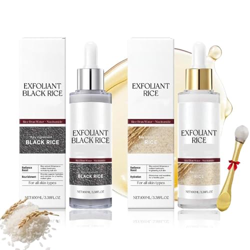 2 piezas Exfoliante De Arroz En Blanco Y Negro De 2 Piezas,SolucióN Exfoliante De Arroz Negro,Hidratante Y Minimizador De Poros Para El Rostro,Para Todo Tipo De Piel