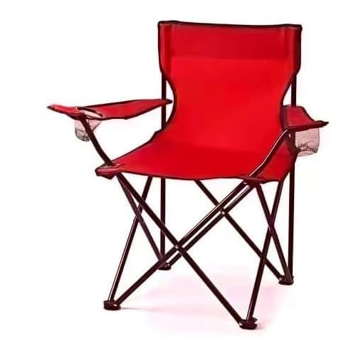 AMD Nexus Camping Chair Lightweight Folding Cup Holder Carry Bag 100kg Capacity (Pack of 1, Red)