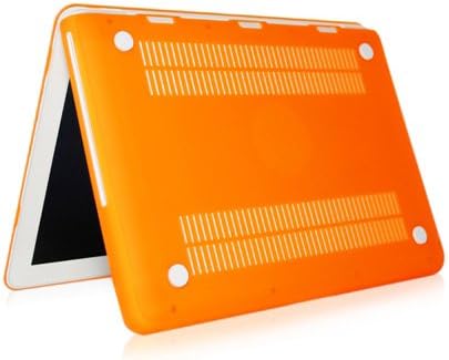 UESWILL Matte Hard Shell Case Cover Compatible with 13 inch White Unibody MacBook Model A1342 + Microfibre Cleaning Cloth, Orange
